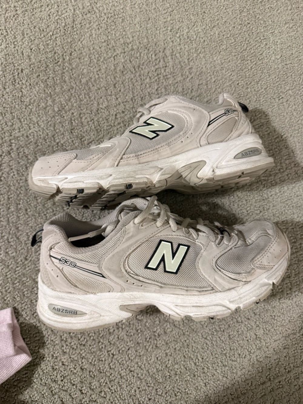 New Balance White and Light Gray 530 Athletic Sneakers